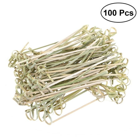 

100PCS Disposable Bamboo Knot Skewers Bamboo Knot Picks Bamboo Picks Cocktail Picks with Twisted Ends for Cocktail Party Barbeque Snacks Club Sandwiches - 12CM