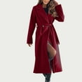 thumbnail image 6 of BSDJILFG Long Jackets for Women Long Trench Coats Fleece Lined Cardigan Dressy Belted Formal Casual Suit Jacket Notched Collar Warm Fuzzy Outerwear Jackets, 6 of 9