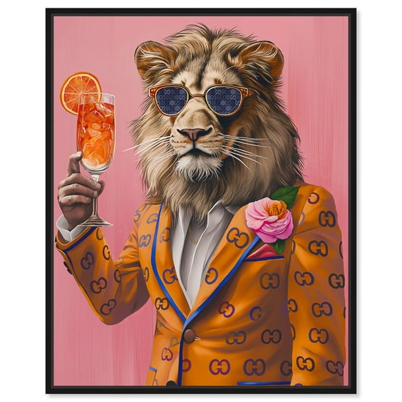 Lion Aperol Canvas Tiger Glam Wall Art by Art Remedy, Black Frame, 16" x 20"