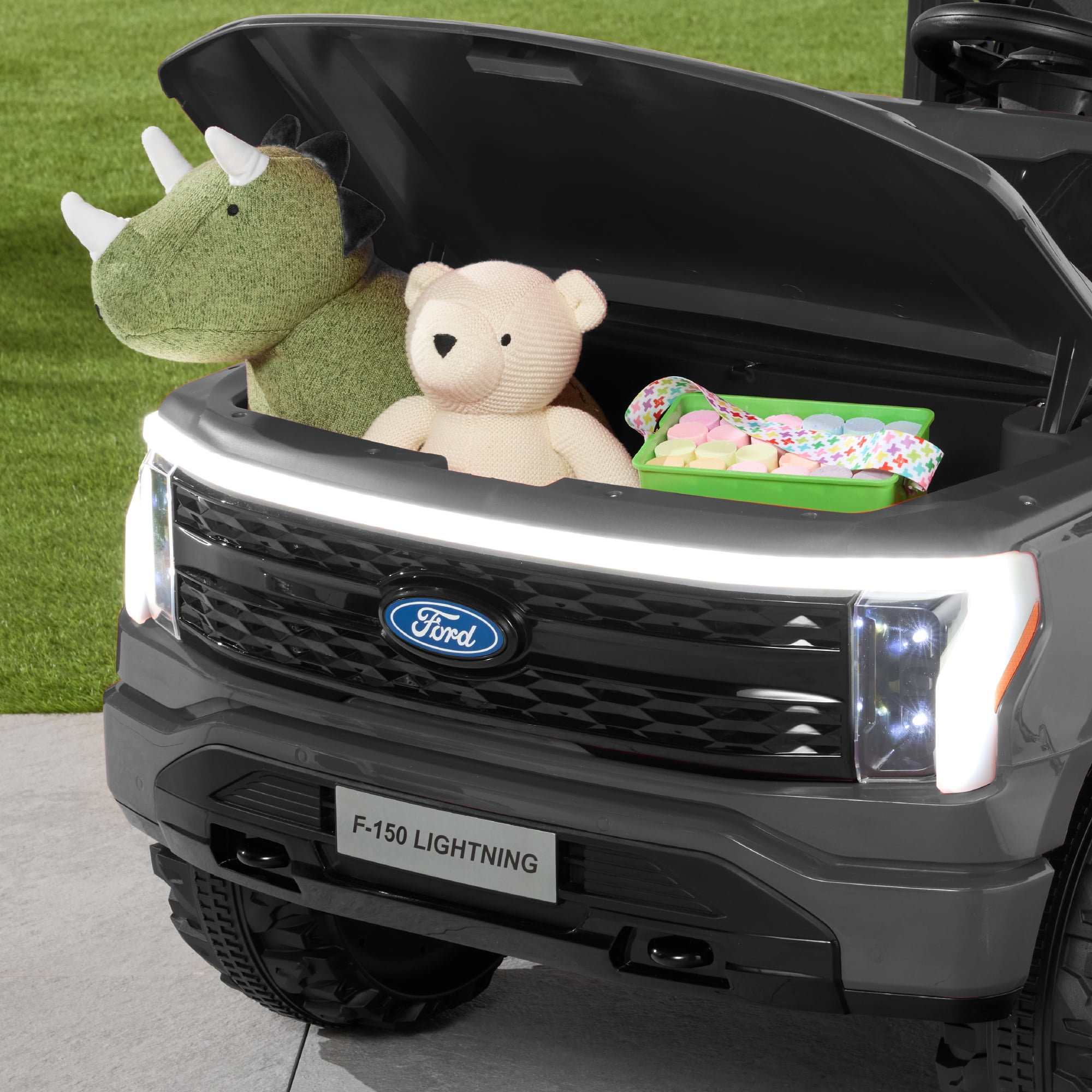 Best Choice Products Kids 24V Ride On Truck Officially Licensed Ford Lightning w/ Remote, LED Lights, 2 Speeds - Gray