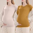 thumbnail image 5 of Neewe Women's Maternity Shirts,2PC Crew Neck Maternity Top Short Sleeve Casual Cotton Tee Pregnancy Clothes Thin Pregnancy Base Shirt, 5 of 6