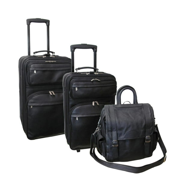 Amerileather Black Leather Luggage 3-piece Collection - Walmart.com - Walmart.com