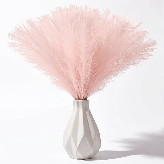 Appoft 50pcs Pink Faux Pampas Grass Decor, 21.6" Short Artificial Pompous Grass Floral Fake Pompas Grass Branches Vase Filler Flower Arrangement for Home Wedding Boho Decor