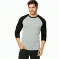 thumbnail image 2 of Men's 3/4 Sleeve Crew Neck Baseball Shirt, Casual Dynamic Cotton Raglan T Shirts, Black/Light Gray L, 1 Pack, 2 of 7