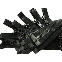 #5 Molded Black Vislon YKK Jacket Separating Zippers - Automatic Lock Slider - Choose Your Length - Made in The United States (10 Pieces Per Pack)