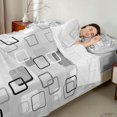 thumbnail image 4 of Castle Fairy Minimalism Outlined Square King Sheets 4pcs,Abstract Solid Square Bedding,Charcoal Gray White,1 Flat Sheet, 1 Fitted Sheet and 2 Pillowcases, 4 of 7