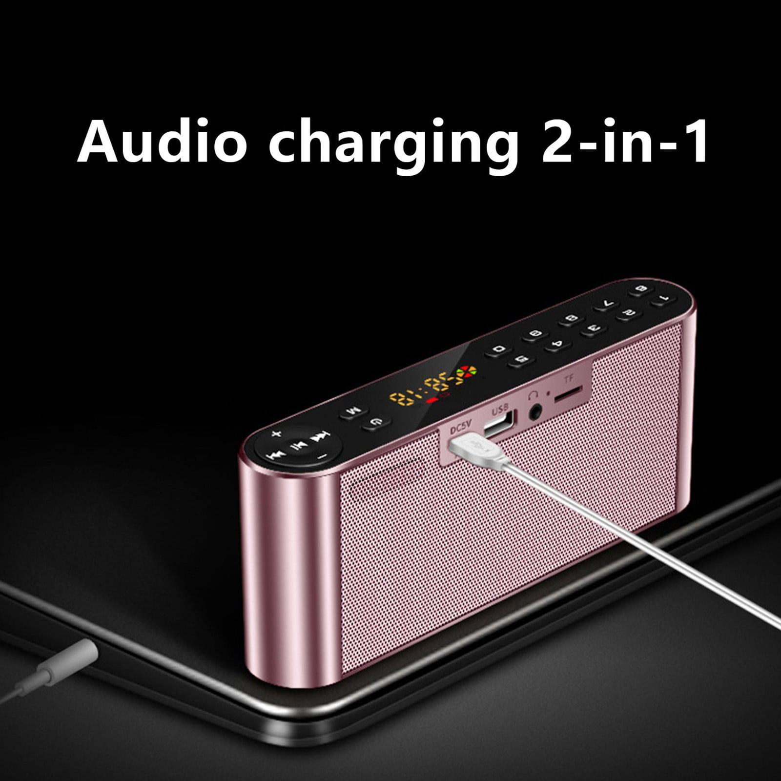 Bluetooth/FM Radio/MP3 Player Portable Wireless Speaker, Bluetooth Audio Speaker, Portable Subwoofer with HiFi Sound, USB Support, Wireless Radio for Home Outside