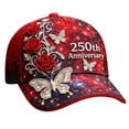 thumbnail image 4 of Red Rose United States 250Th Anniversary Hat Printed Design,Bald Printed Patriotic Baseball Cap For Men Women, 4 of 5