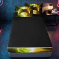 thumbnail image 4 of meiyoeat Neon Lightning Gamer Zipper Full Size Comforter Sets with Fitted Sheet and 2 Pillowcases for Teens Boys, Electric Yellow Green Gaming Zipper Bedding Set, Black Reversible, 4 of 6