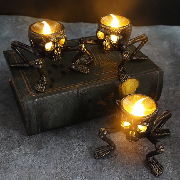 Halloween Spooky Skeleton Hand Candle Flameless Candle Lamp Scary Spooky Candle Halloween Decoration Lights 5pc