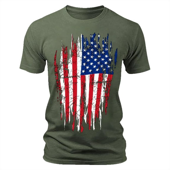 LLIMED Men Tee Shirts Graphic Red White Blue Star Stripes Patriotic T-Shirt Short Sleeve T-Shirt Independence Day Clothes Men
