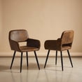thumbnail image 3 of Homy Casa 2-Piece Brown Accent Chairs 31.9'', PU Leather Armchairs with Metal Legs for Dining Room, Bedroom, Office, 3 of 9
