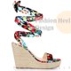thumbnail image 4 of Sandalias de cuña de alpargata floral Perphy con plataforma para mujer Negro 38, 4 of 6