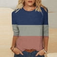 thumbnail image 2 of Ashirexll Womens Casual Tops, Tops for Women Trendy, Fashion Casual Color Matching Loose 3/4 Sleeve Round Neck Blouse, 2 of 5