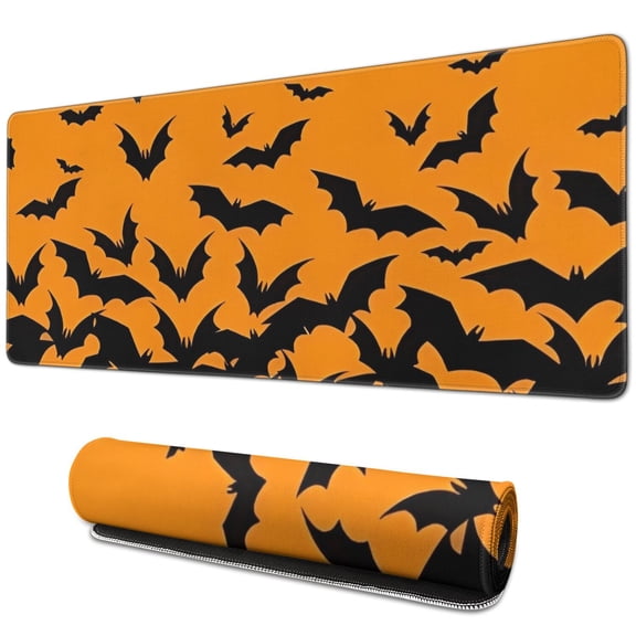 Long Mouse Pads for Desk,Halloween Bat Silhouette Pattern Desk Mats on Top Of Desks, Desk Mouse Pad Extra Large with 3mm Non-Slip Base and Stitched Edge for Gaming,Office,Work,Home 31.5"x11.8"