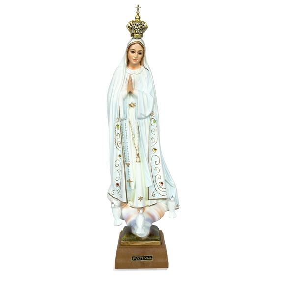11" Our Lady of Fatima Statue - Hand Painted (Glass Eyes)