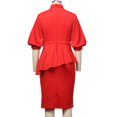 thumbnail image 5 of Afinprain Women's Clergy Dress with Tab Collar Peplum Waist and Puff Sleeve Church Minister Uniform, 5 of 8