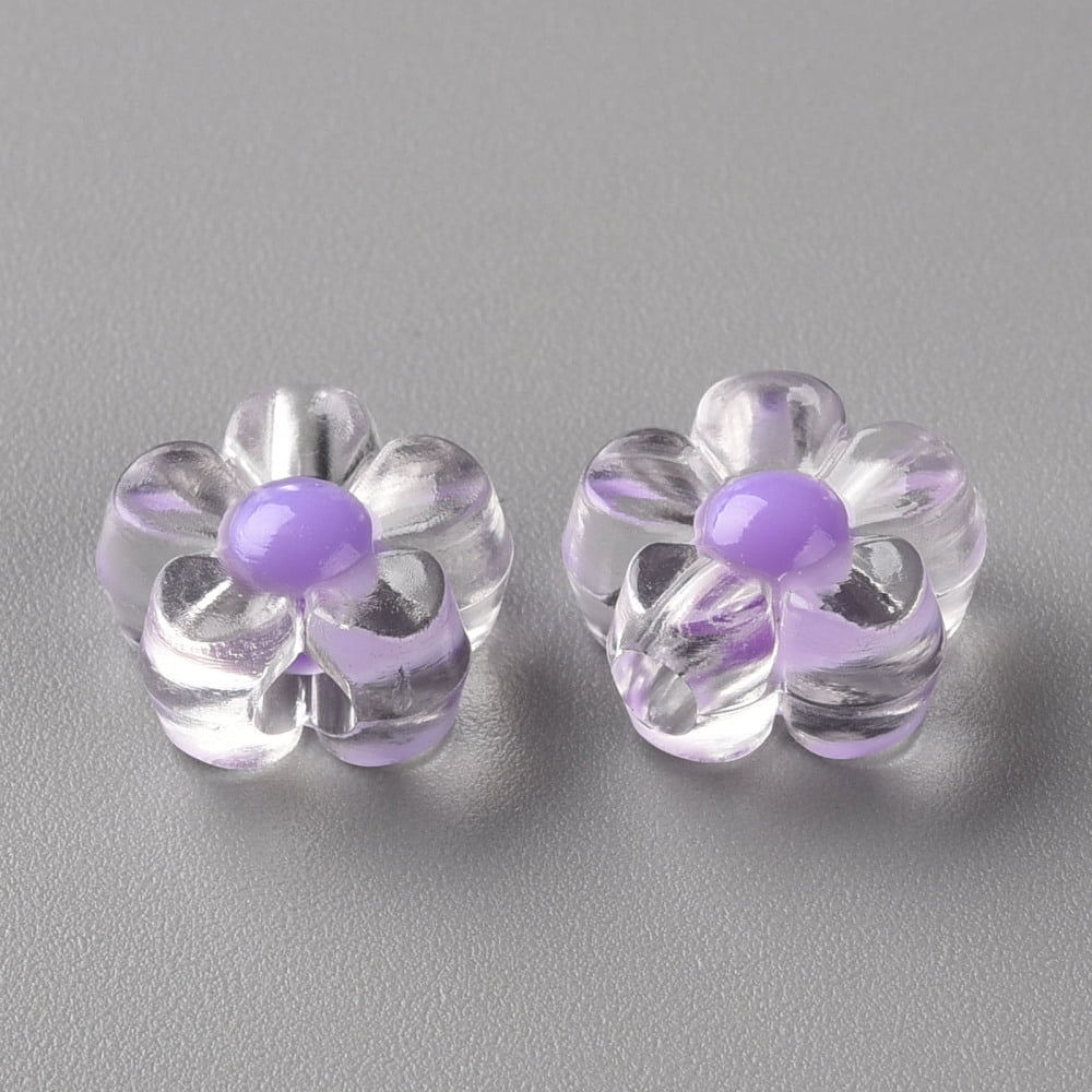 500 g Transparent Acrylic Beads Bead in Bead Flower Mixed color 12x12.5x6mm Hole: 2.5mm 893pcs/500g
