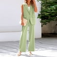 thumbnail image 4 of Riforla Women's 2 Piece Outfits Sleeveless Suit Vest and Wide Leg Pants Business Casual Sets Two Piece Sets for Women Green M, 4 of 9