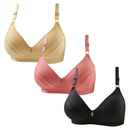 Gnurob Womens Plus Size Bralettes With Support  3 Pack No Underwire Padded Bra Lace Push Up Brassiere Comfort Breathable Bras Hide Back Fat Bralette for Women Clearance Saving A02-Khaki X-Large