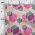 thumbnail image 1 of oneOone Cotton Jersey Dark Teal Green Fabric Triangle & Hexagon Geometric Craft Projects Decor Fabric Printed By The Yard 58 Inch Wide, 1 of 4