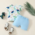 thumbnail image 5 of HCNTES Toddler Summer Outfits Boy Dinosaur Print Tee and Elastic Waist Shorts 2Pcs Toddler Clothes for Boys, 5 of 7