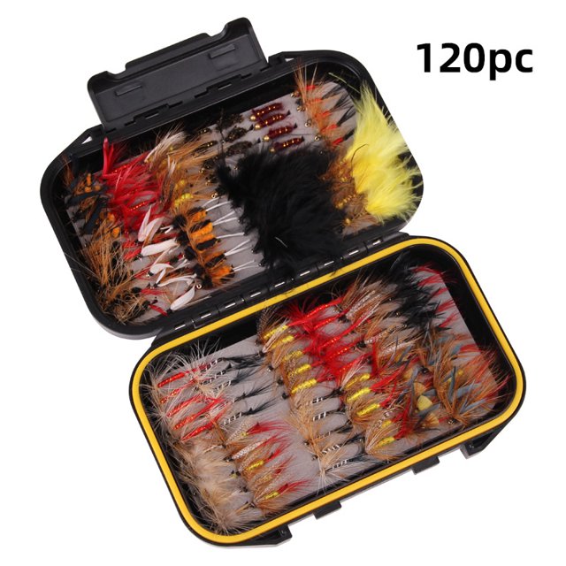 Paquete de 120 anzuelos biónicos para moscas y mariposas de imitación, varios estilos, anzuelos de pesca con cebo biónico Luya Bait, equipo de pesca