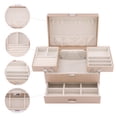 thumbnail image 5 of Unique Bargains 3 Layer Jewelry Box PU Leather Organizer Beige, 5 of 7