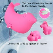Bath Spout Cover Baby Bath Tub Faucet Silicone Safe Extender Protector Sea Lions for Children Kid Use- Pink