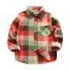 thumbnail image 1 of Gibobby Camisa Elegante Para Niños Chaqueta de franela para niños pequeños, a cuadros, de manga larga, con solapa y botones, para bebés, niños y niñas, camisa, abrigo, prendas(Anaranjado, 5-6 Años), 1 of 3