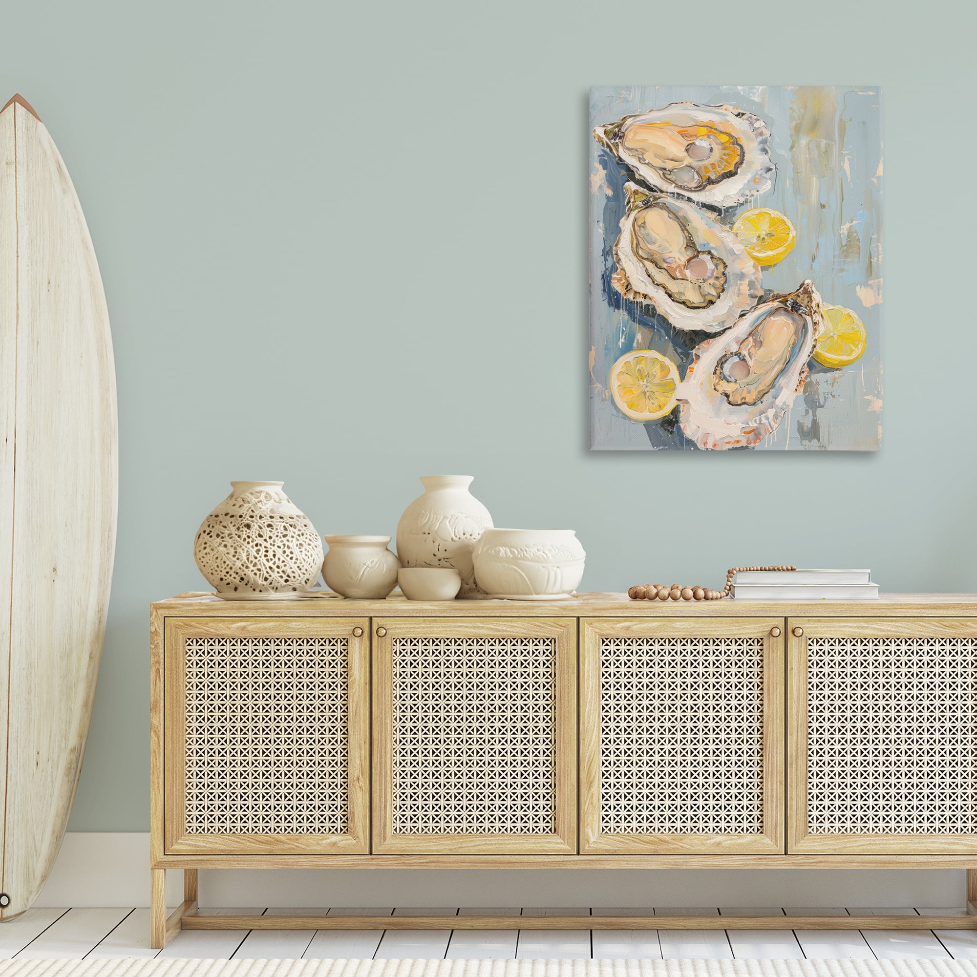 Stupell Industries Oysters & Lemon Slices Food & Beverage Painting Wrapped Canvas Art Print Wall Art, 30 x 40