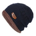 thumbnail image 2 of HESHENG Mens Winter Beanie Hat Warm Knit Hat Thick Fleece Lined Skull  Navy Blue, 2 of 5