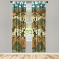 thumbnail image 2 of Ambesonne Dinosaur Curtains, Dino Land Mountain Cartoon, Pair of 28"x84", Khaki Salmon Redwood, 2 of 2