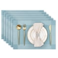thumbnail image 4 of Vaukki PVC Placemats Set of 6 Heavy Duty Heat Resistant Washable Table Mats for Dining Table, Blue, 4 of 9
