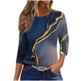 thumbnail image 2 of JTZGDY 3/4 Sleeve Tops for Women Dressy Casual Boho Floral Printed Summer Crewneck Basic Graphic T-Shirts Trendy Oversized Comfy Female Tunic Blouses Khaki#01 XXXXXL, 2 of 5
