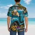 thumbnail image 6 of Daiia Vintage Pickup Sunflower Dog Hawaiian Shirt for Men Gentle Cotton Regular Short Sleeve Casual-XX-Large, 6 of 9