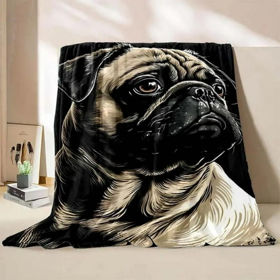[Maple] [60x50inch] Soft Funny Throw Blanket 4 Sizes Cute Dog Pug Printed Blanket Warm And Comfortable Home Travel Camping BSofa Bedding Cover Blankets Child Gift