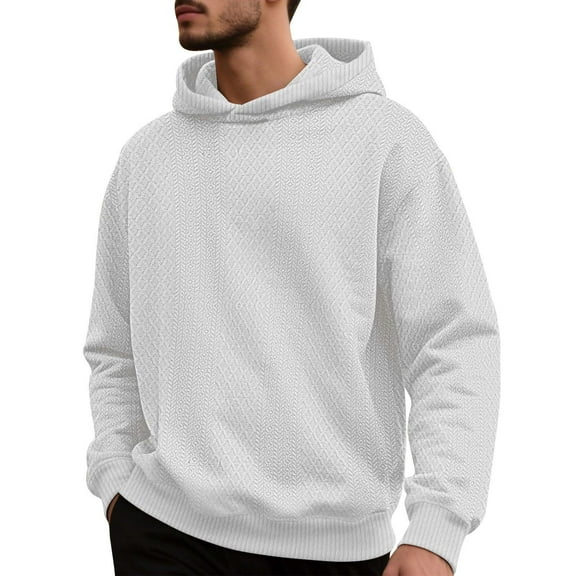 qucoqpe Sweatshirts for Men 2025 Winter Fashion Casual Solid Bohemian Knitted Long Sleeve Hooded Pullovers Tops