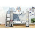 thumbnail image 5 of Kacho Metal Twin over Twin Castle-shaped Bunk Bed with Wardrobe and Multiple Storage, Gray+White, 5 of 6