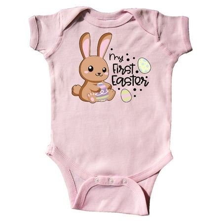 

Inktastic My 1st Easter with Brown Bunny and Easter Eggs Gift Baby Boy or Baby Girl Bodysuit