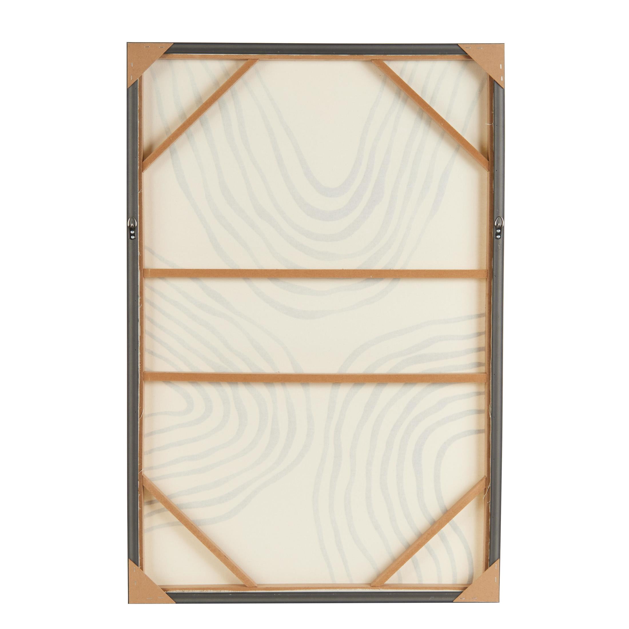 33" x 49" Wavy Line Abstract Framed Wall Art with Black Wooden Frame, by DecMode