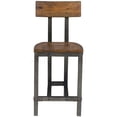 thumbnail image 2 of Set of 2 Industrial Wood Bar Stools, Rustic Brown Gunmetal Finish Counter Height Chairs with Back, 2 of 6