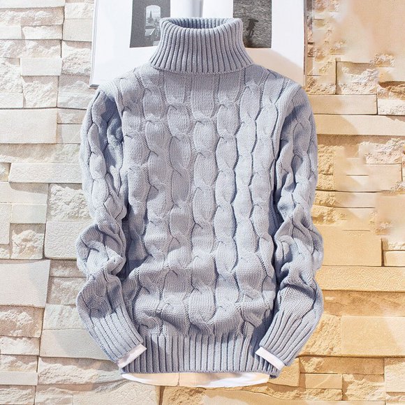 OmicGot New Men's Thick Turtleneck Sweater Pullovers Male Autumn Winter Solid Color High Neck Knitted Sweaters Knitwear M-3XL
