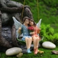 thumbnail image 3 of SPRING PARK Romantic Couple Swing Flower Fairy Figurines Garden Sculpture Resin Craft Decor, 3 of 7