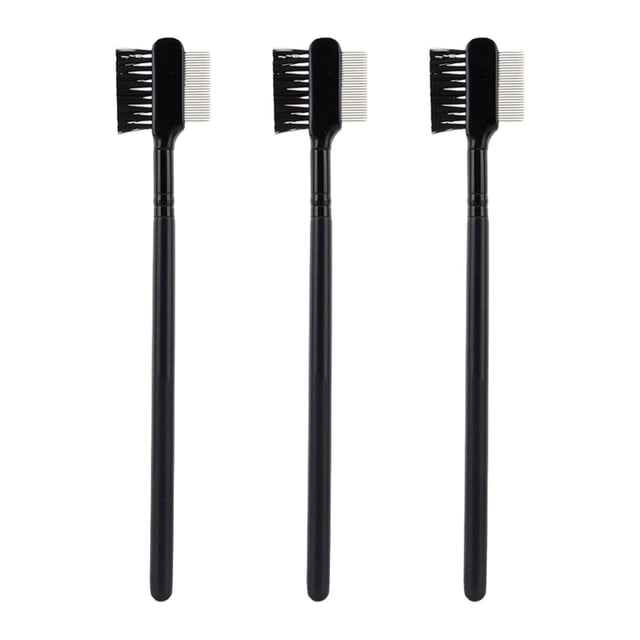 Vogacara Peine para mascotas fácil de limpiar, cepillo de doble cara, accesorios para mascotas, peine para pestañas, 3 piezas Cuidado del cabello Negro