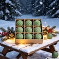 thumbnail image 6 of Velvet Flocked Christmas Ball Ornaments, 9Pcs 3.15In Sage Green Shatterproof Xmas Baubles with Glitter Detail, Hanging Decor for Christmas Tree, Wreath, Mantel and Seasonal Arrangement, 6 of 6