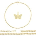 thumbnail image 6 of BEBERLINI Women Butterfly CZ Charm Anklet 14K Gold Filled Rope Chain Ankle 10" Jewelry, 6 of 8