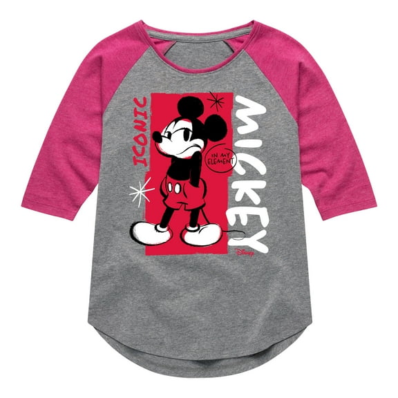 Disney - Mickey Iconic - Toddler & Youth Girls Raglan Graphic T-Shirt