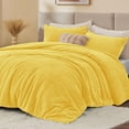 thumbnail image 2 of Fluffy Comforter King Set - Furry Yellow Leaves Pattern Faux Fur Bed Set, Winter Ultra Soft Fuzzy Comfort Set, Velvet Bedding Set for Bed with 2 Pillow Cases, 2 of 13