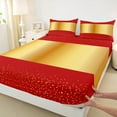 thumbnail image 3 of Castle Fairy Female Men Adults Minimalist Wide Stripes 4 Pieces Queen Sheet Sets,Mid Century Red Golden Ultra Soft Flat Sheet,Geometric Polka Dots Queen Fitted Sheet,Microfiber Bedroom Decor, 3 of 7